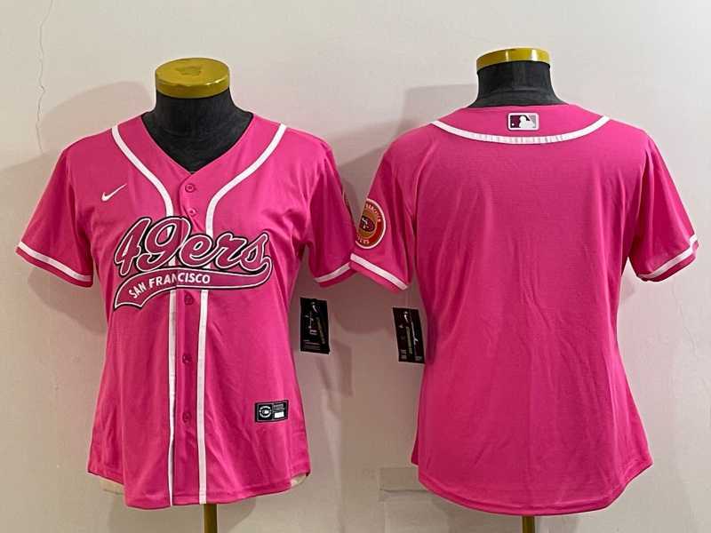Women%27s San Francisco 49ers Blank Pink With Patch Cool Base Stitched Baseball Jersey->women nfl jersey->Women Jersey